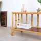 Vintage rectangular side coffee table in wood and rattan with magazine rack