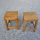 Pair of low stools in solid oak