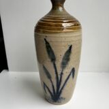 Bottle / soliflore in stoneware artisanal pottery signed "La Roquebrou" 70s