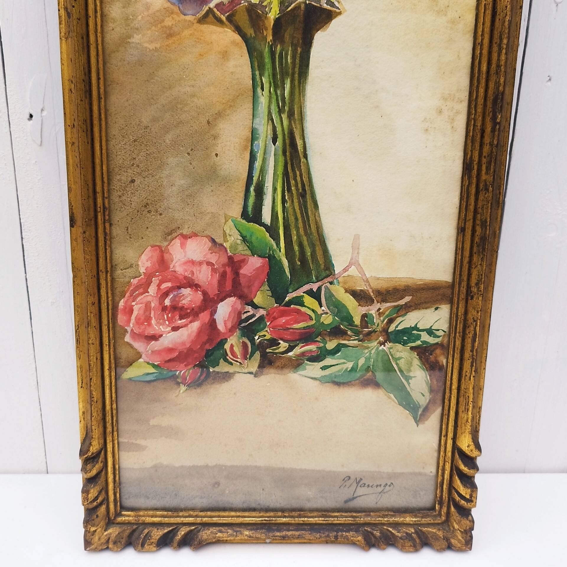 Watercolor bouquet of vintage Paul Marengo anemones