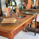 Old farmhouse table with turned legs