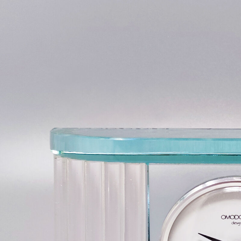 Table Clock by Omodomo in Crystal. Made in Italy1970