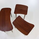 Danish design set of teakwood kidney shaped nesting tables