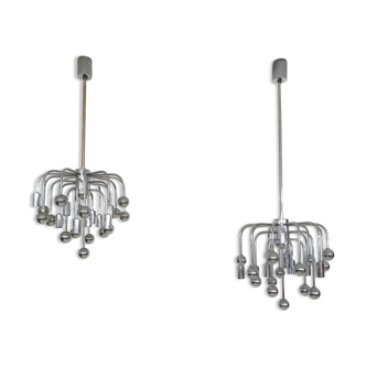 Set of two silver globes "Sputnik" design lights