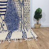 Vintage Azilal rug 264x150 cm - Blue geometric patterns