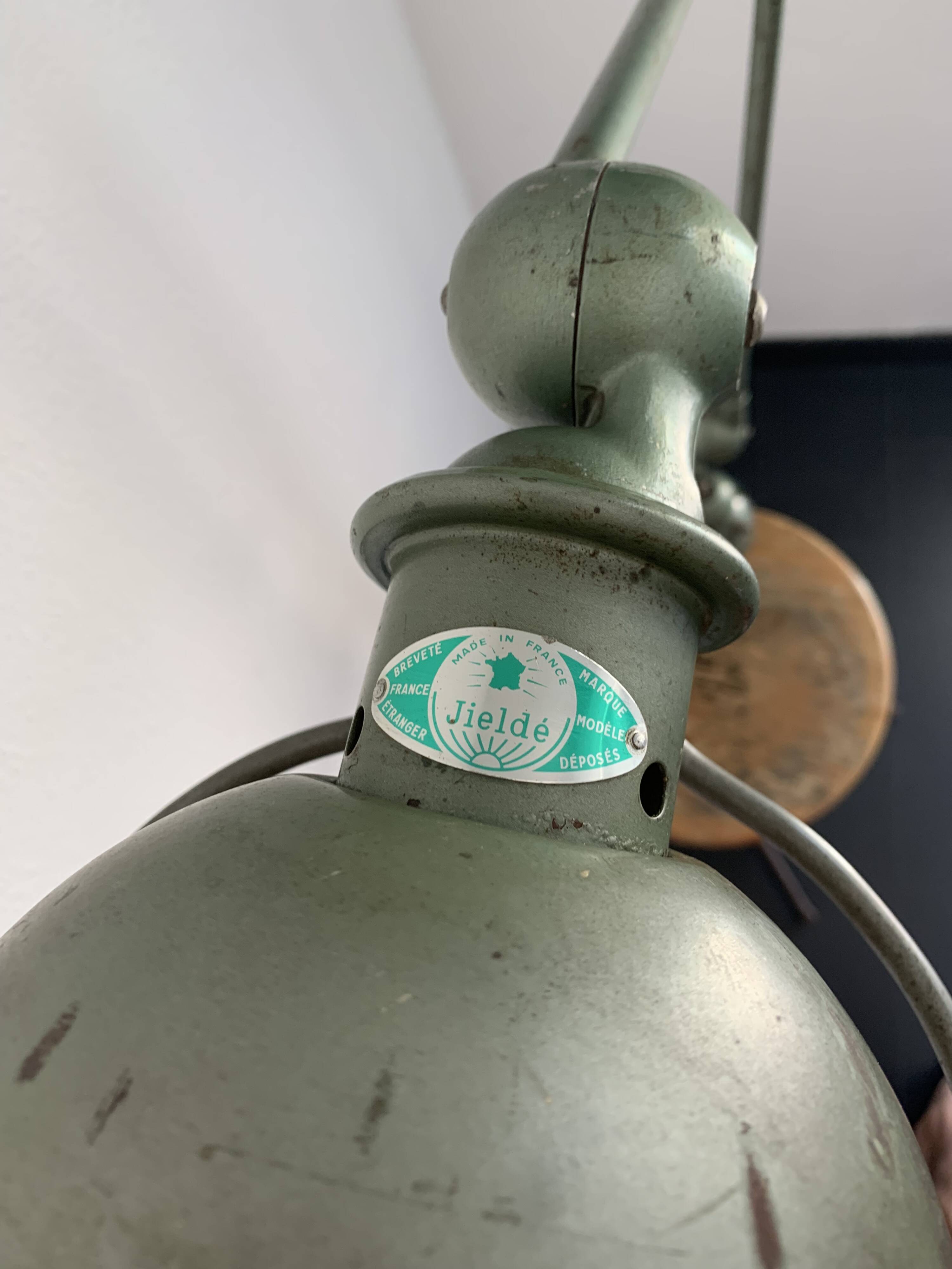 Vintage 1960s Jielde 2-arm green industrial lamp - 100 cm