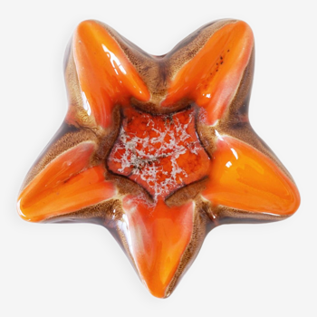 Vide poche étoile de mer céramique orange Vallauris
