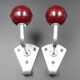 Two hooks in red bakelite and metal - around 1950