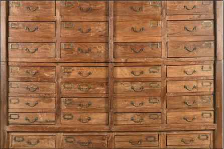 Antique teak storage cabinet with 40 drawers