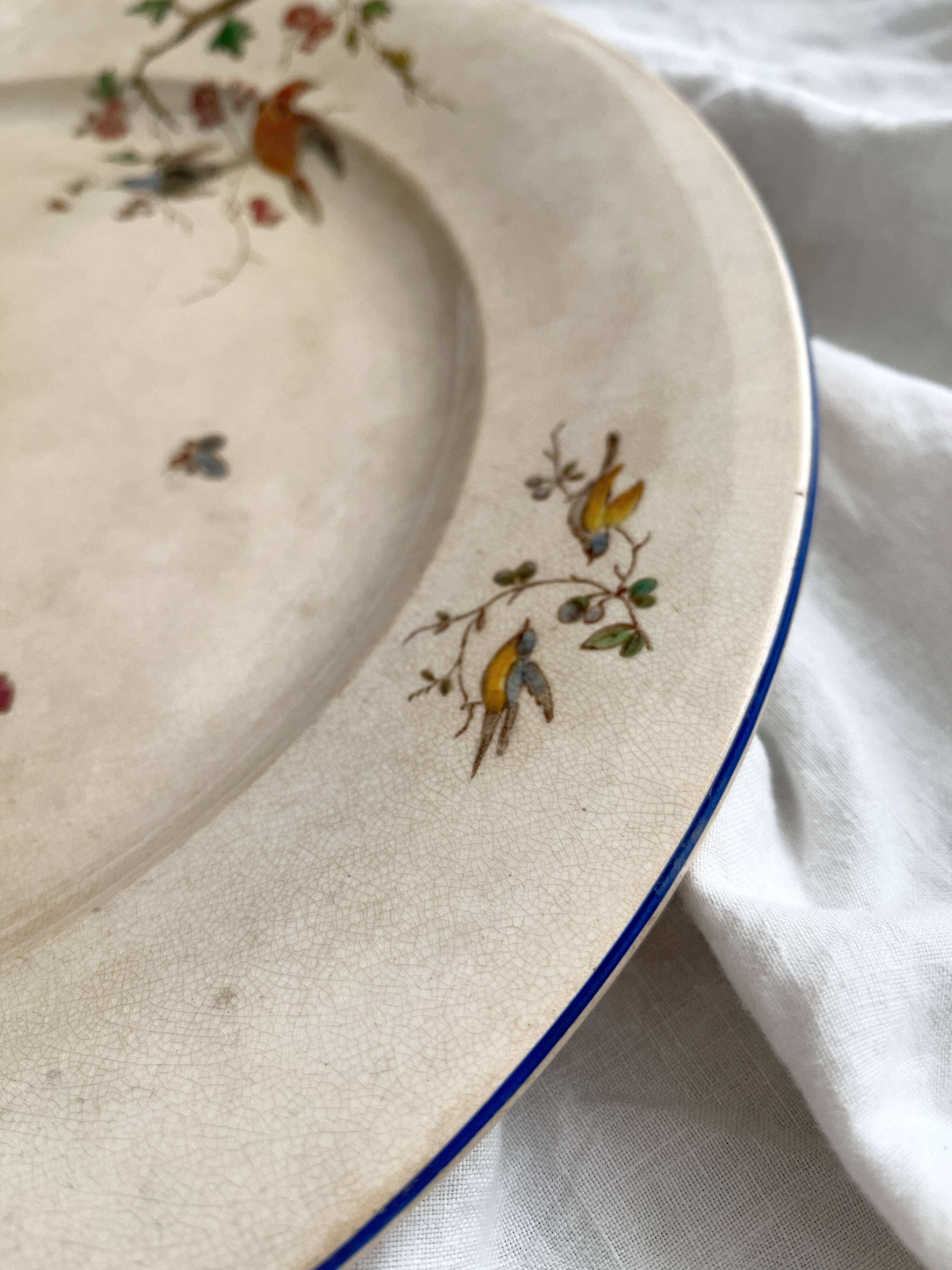 Plat rond polychrome "Nella" Jules Vieillard Bordeaux