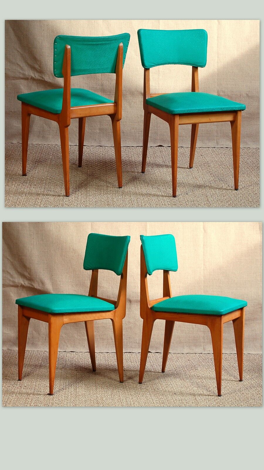 Lot 6 vintage wooden and skai chairs 60