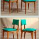 Lot 6 vintage wooden and skai chairs 60