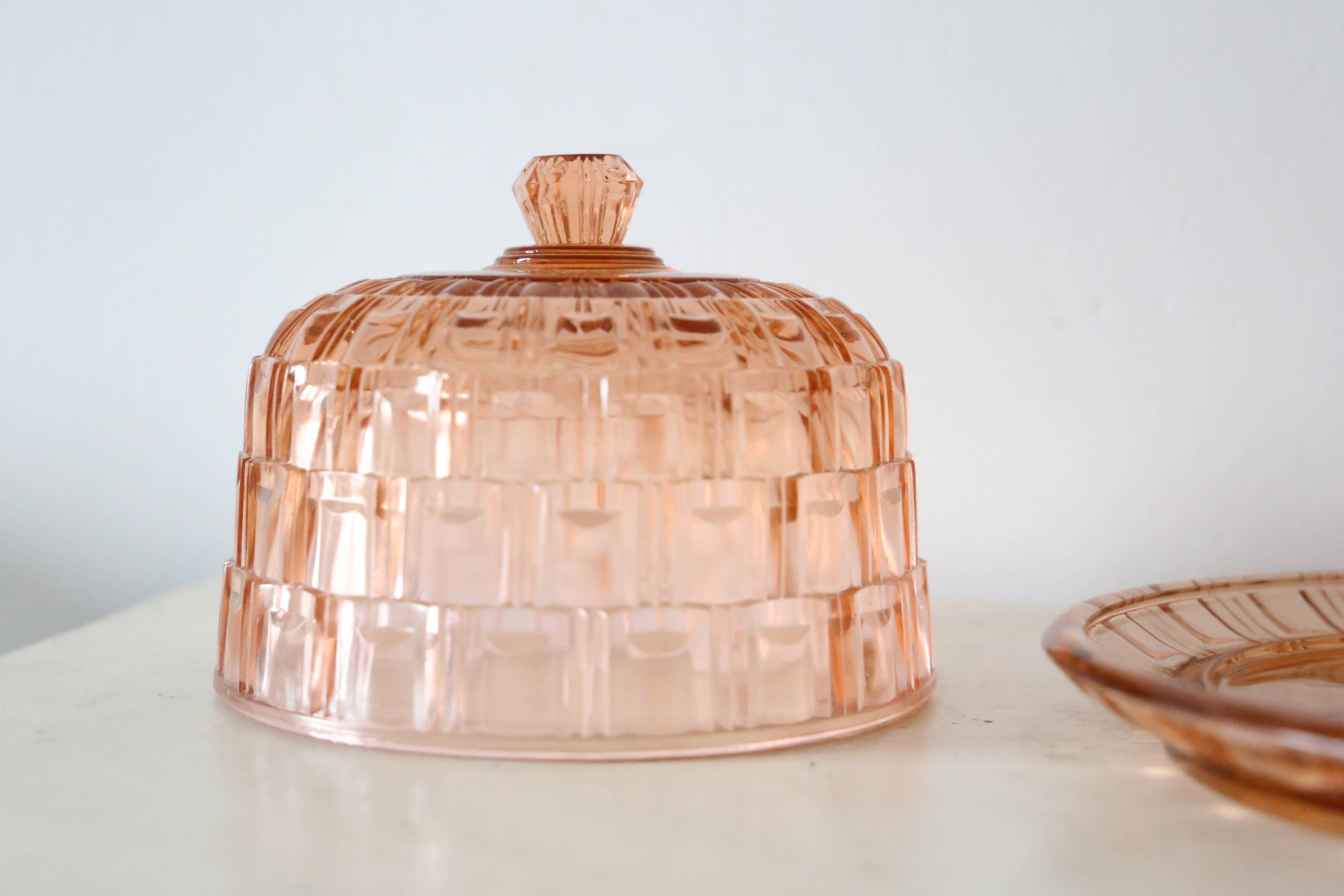 Bell and top in pink glass, vintage