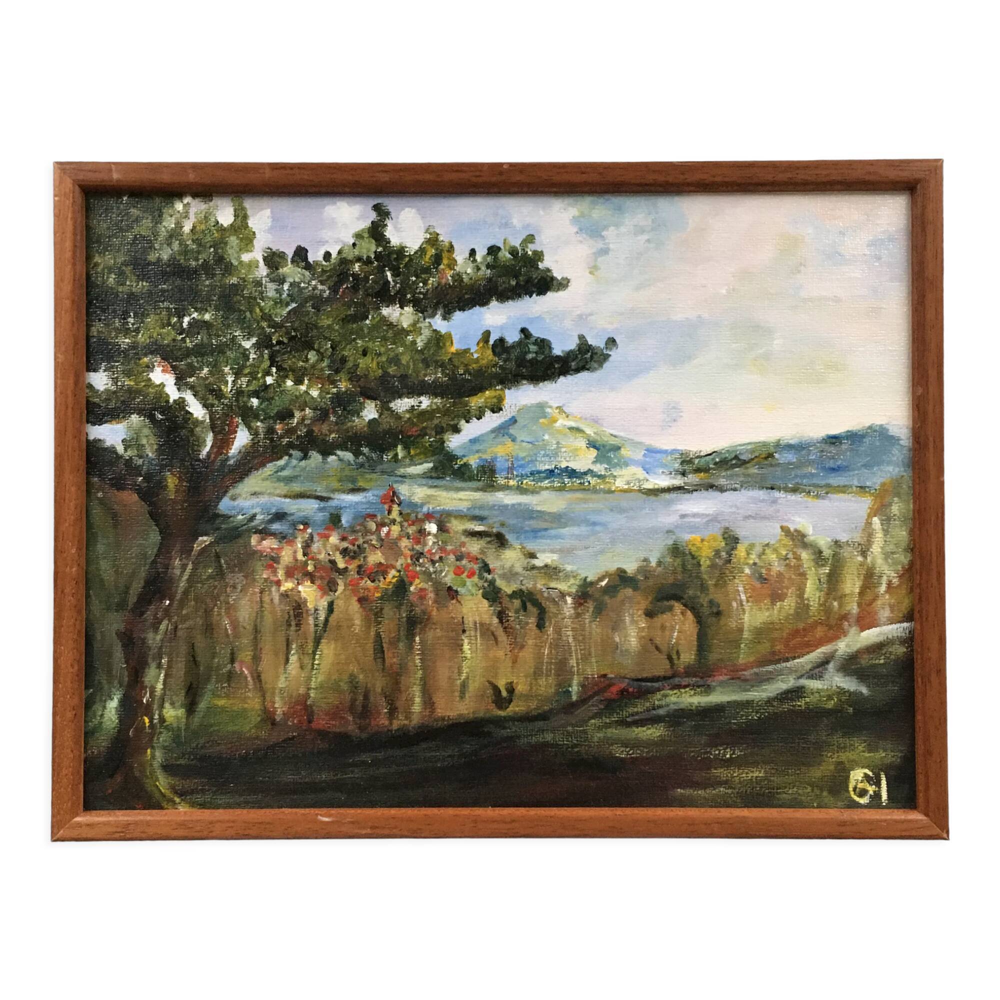 Seaside village landscape painting