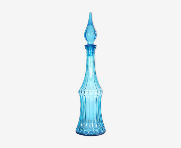 Bouteille Empoli bleue en verre, années 60