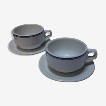 Lot de 2 tasses bistrot avec soucoupes