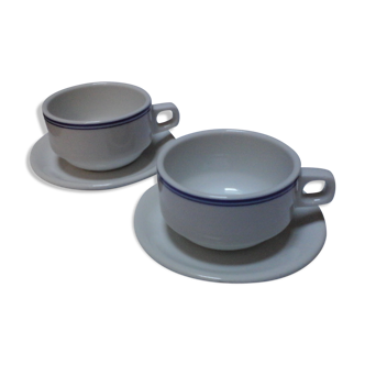 Lot of 2 cups bistro with saucers