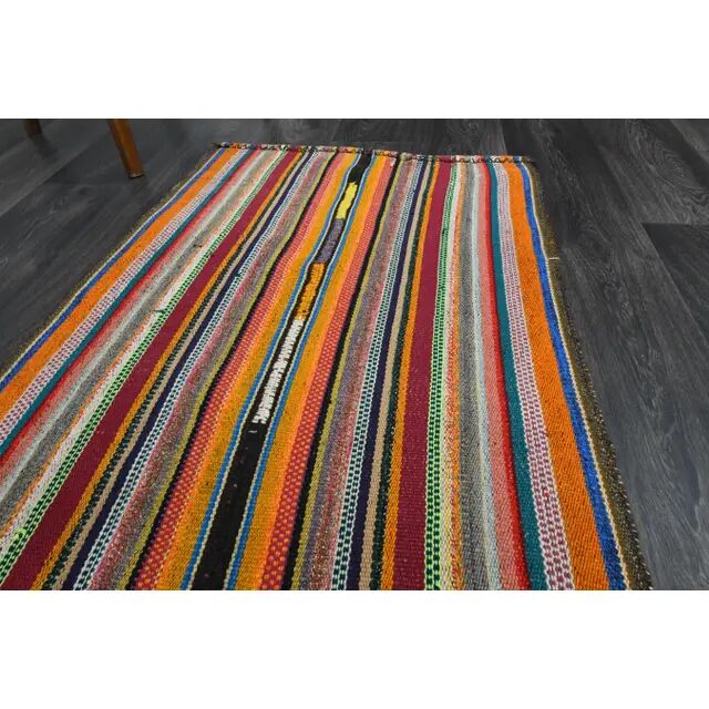 1970s Vintage Turkish Oushak Handmade Wool Cotton Orange Runner Rug  77x216
