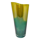 1970s Luxury Green and Yellow Handcrafted Vase in Murano Glass by Ca dei Ve