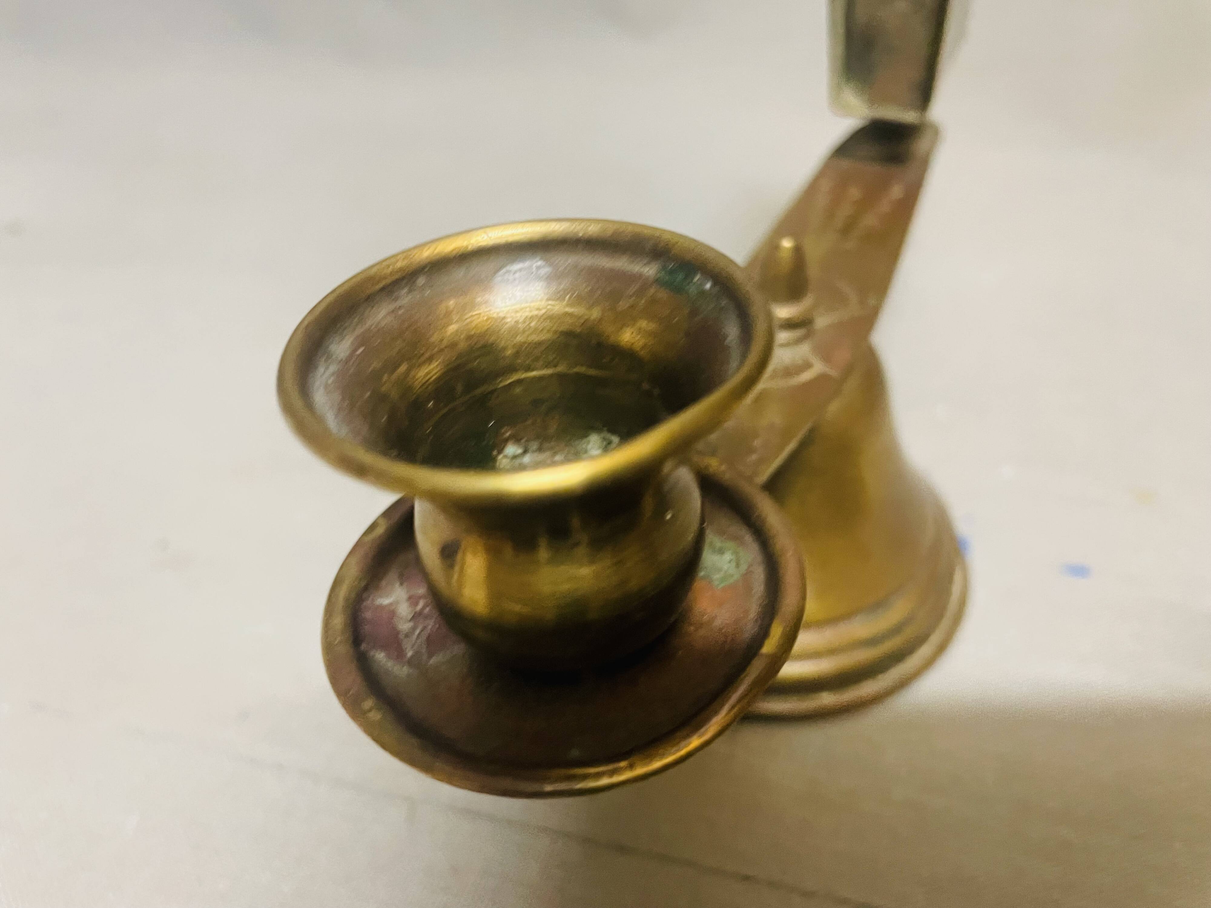 Church brass candle holder with matchbox