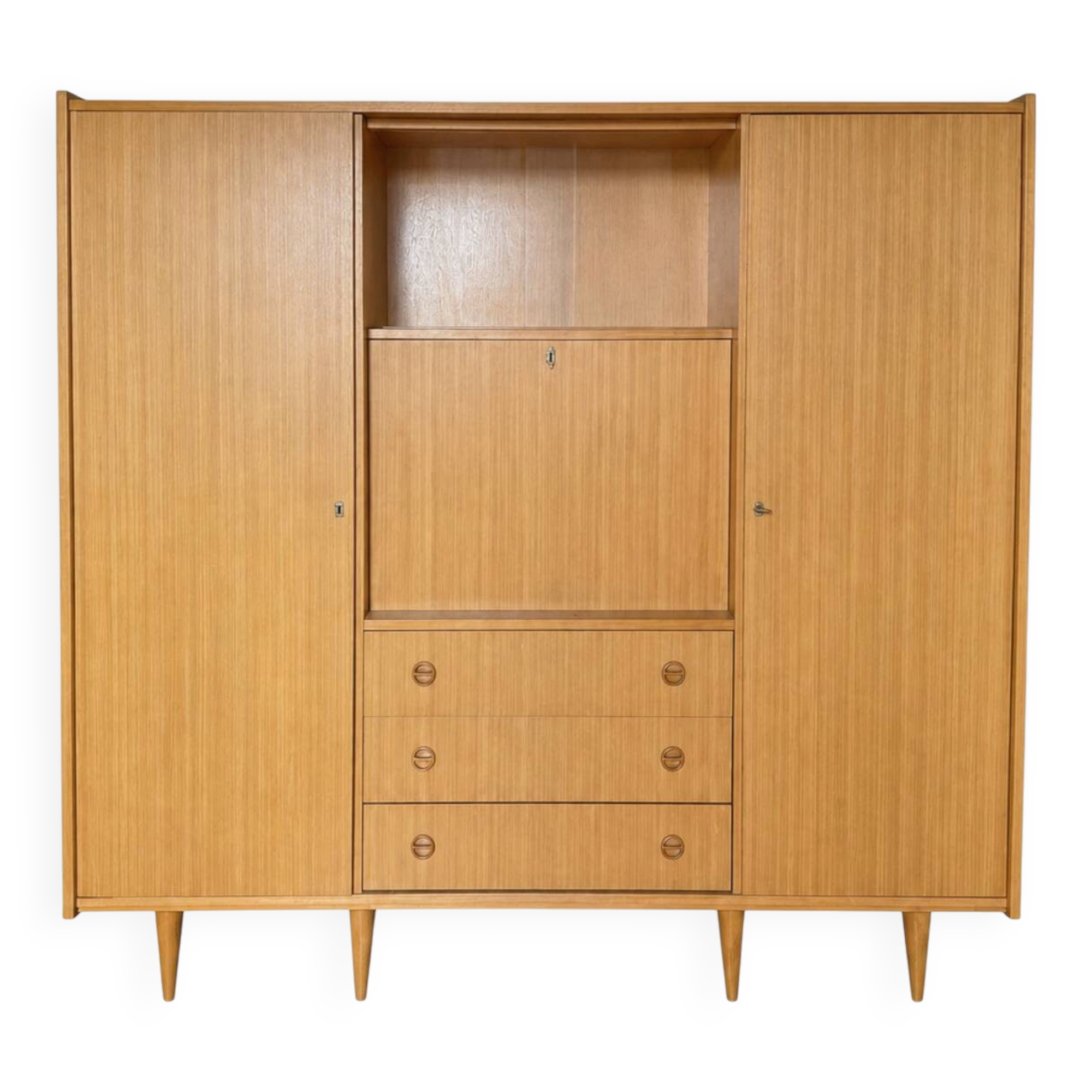 Vintage teak secretary cabinet — 1960s Scandinavian style