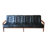 Danish mid century black leather sofa, 1960-70