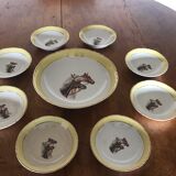 Salad bowl and porcelain fruit cups Orchies Moulin des Loups