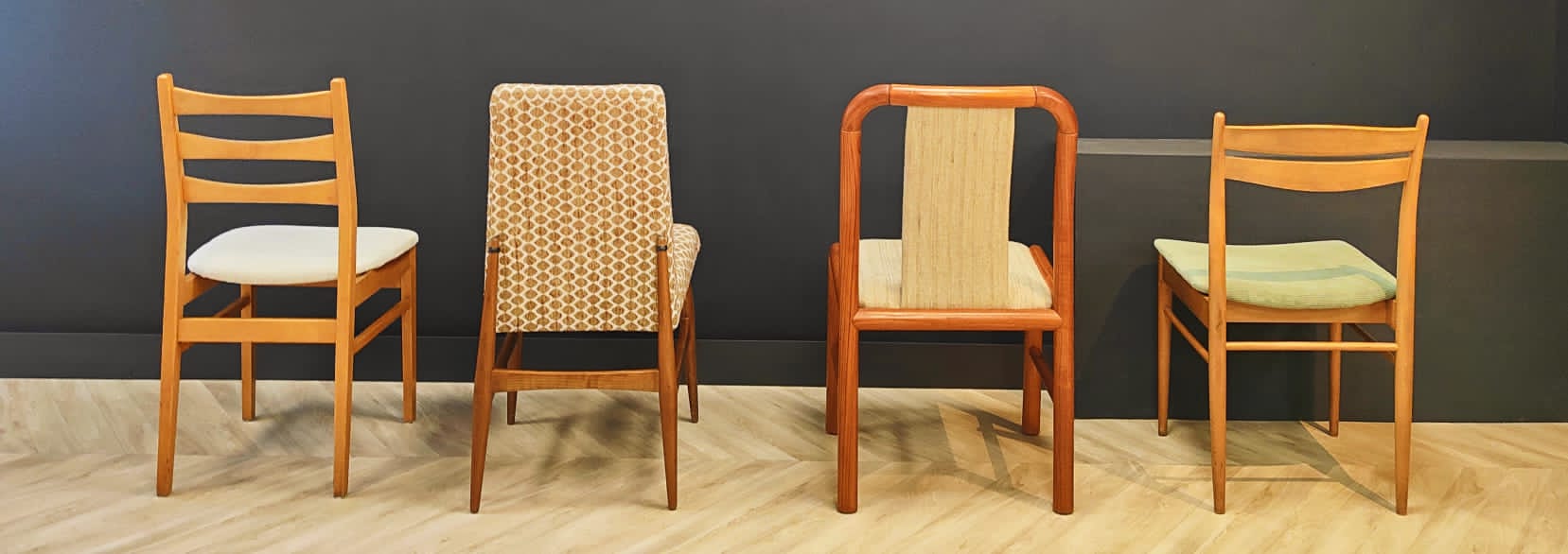 Four mid century chairs vintage