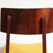 Vintage dining chair from the 1960s, Scandinavian style, wood and fabric.