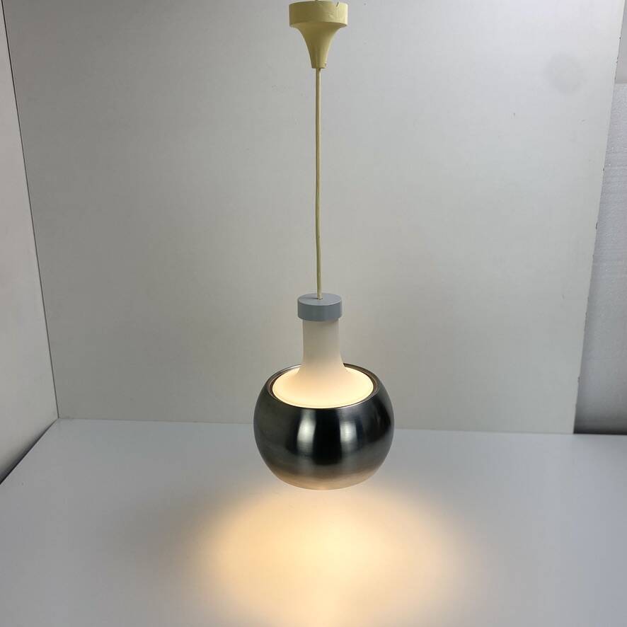 Glass and aluminum pendant light, design Rolf Krüger for Staff Leuchten, P118