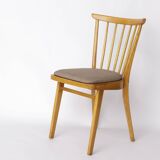 Vintage Beech Wood Kitchen Chair – 1960s German Design, Grey Upholstery