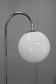 Art Deco chrome floor lamp, milk glass, walnut base, 1930s Czechoslovakia