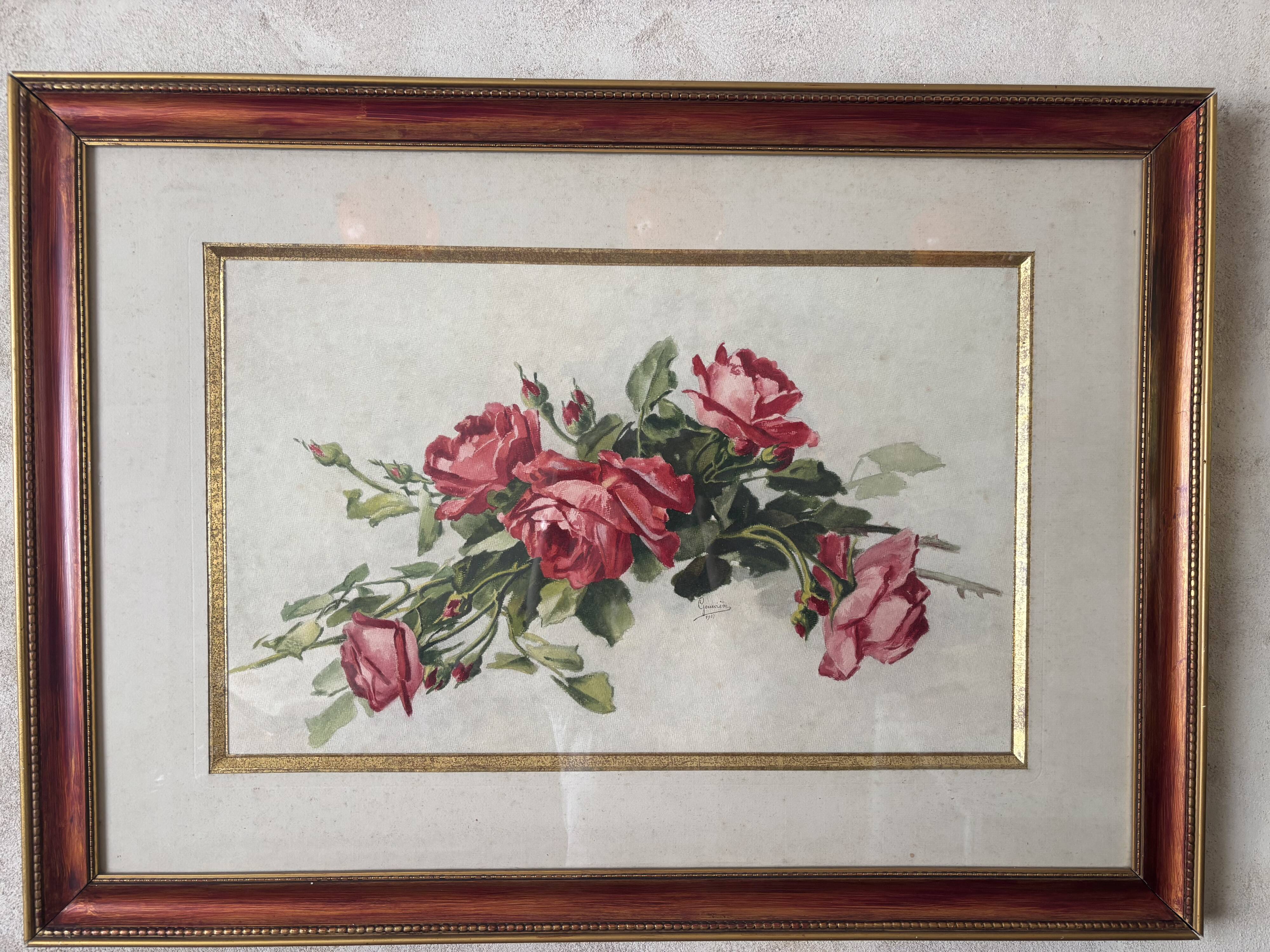 Paire de gouaches Bouquets de fleurs