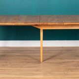Retro Blonde Elm Model 444 Grand Plank Dining Table & 8 Goldsmith Dining Chairs