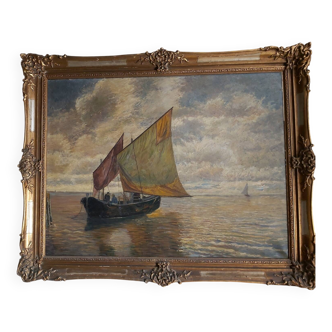 Marine painting, sailboat