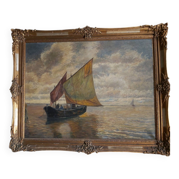 Marine painting, sailboat