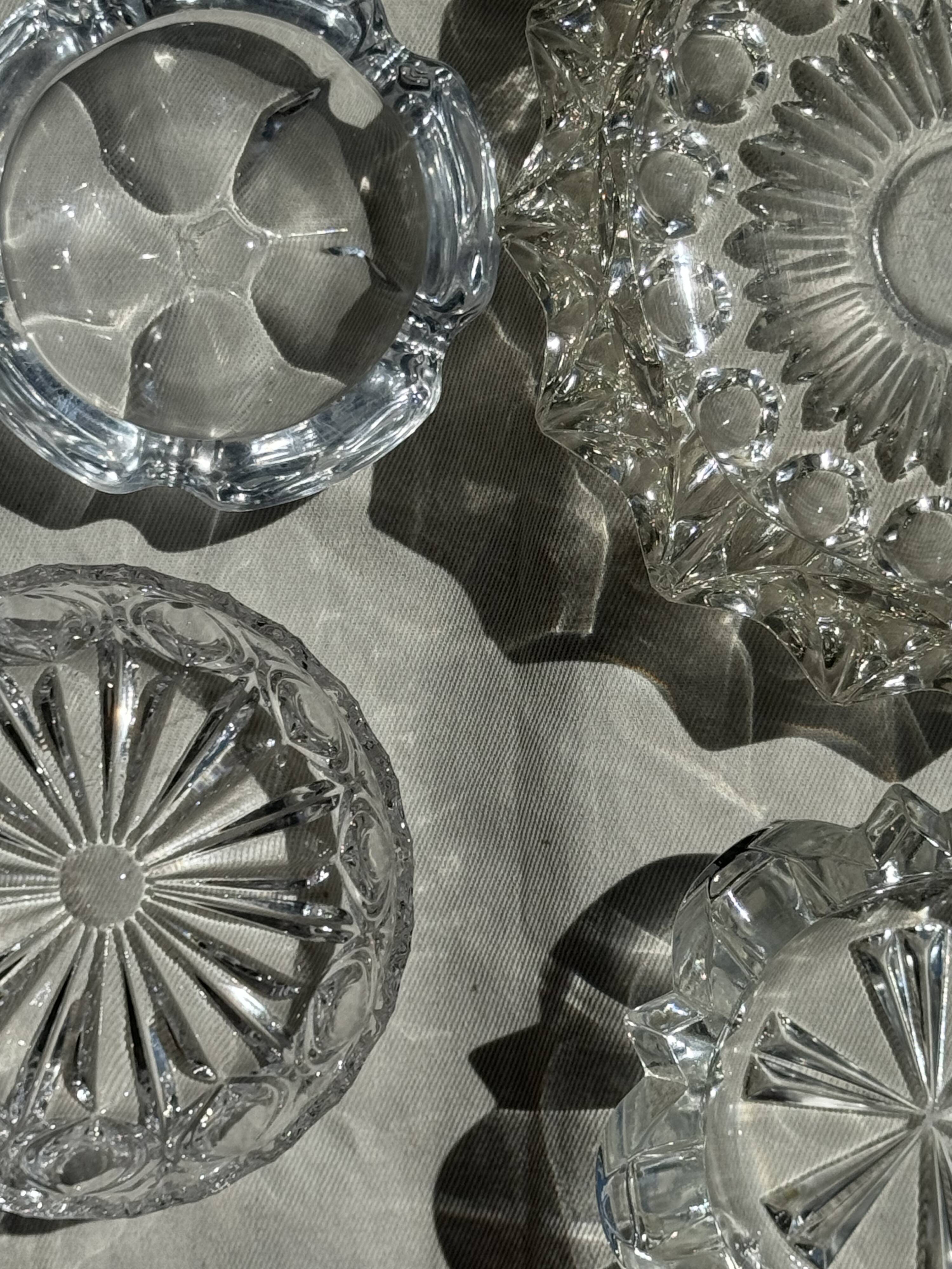 Large vintage square solid glass ashtray