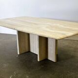 Vintage travertine marble coffee table, France 1980s