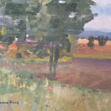 Swedish Modernist Landscape Oil Painting 1960s