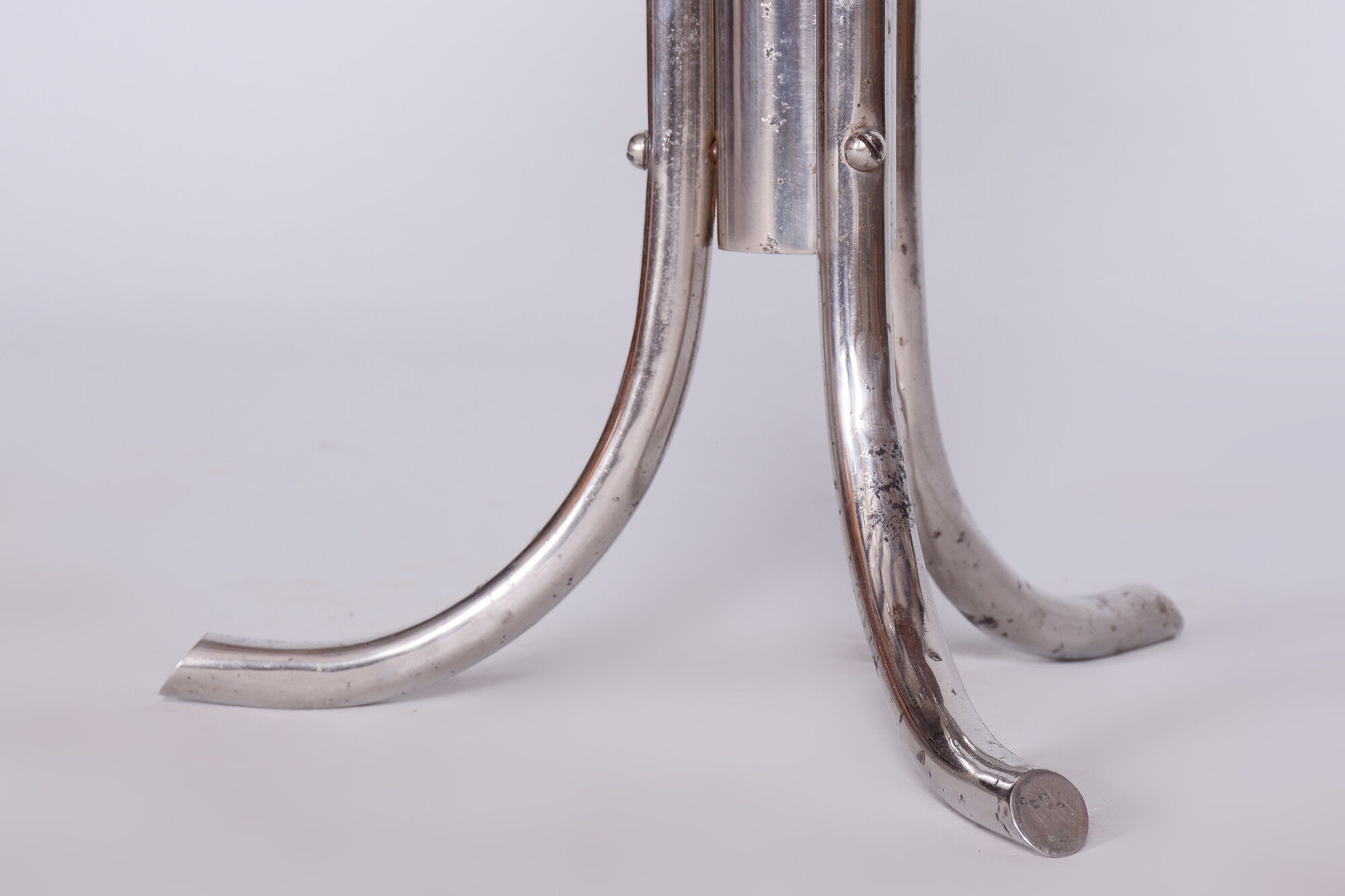 Restored Bauhaus Stool, Mücke Melder, Beech, Chrome-Plated Steel, Czechia, 1930s