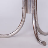 Restored Bauhaus Stool, Mücke Melder, Beech, Chrome-Plated Steel, Czechia, 1930s