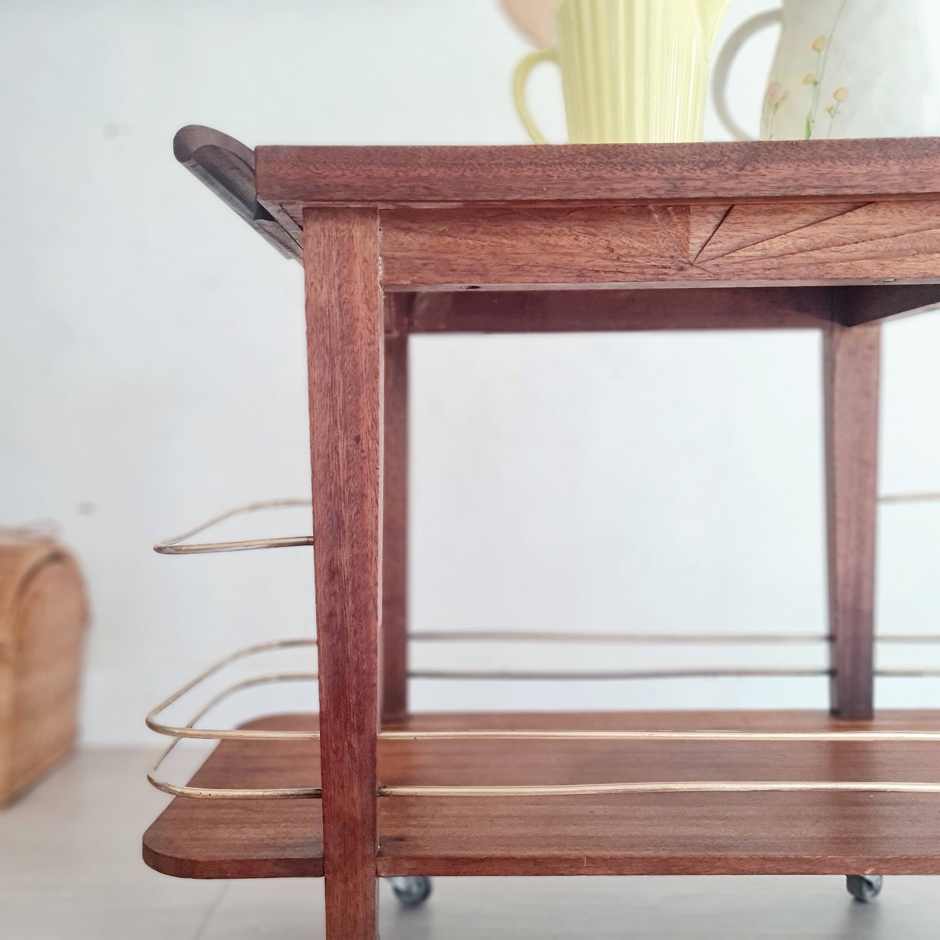 Desserte Art déco bois et laiton - petit modèle