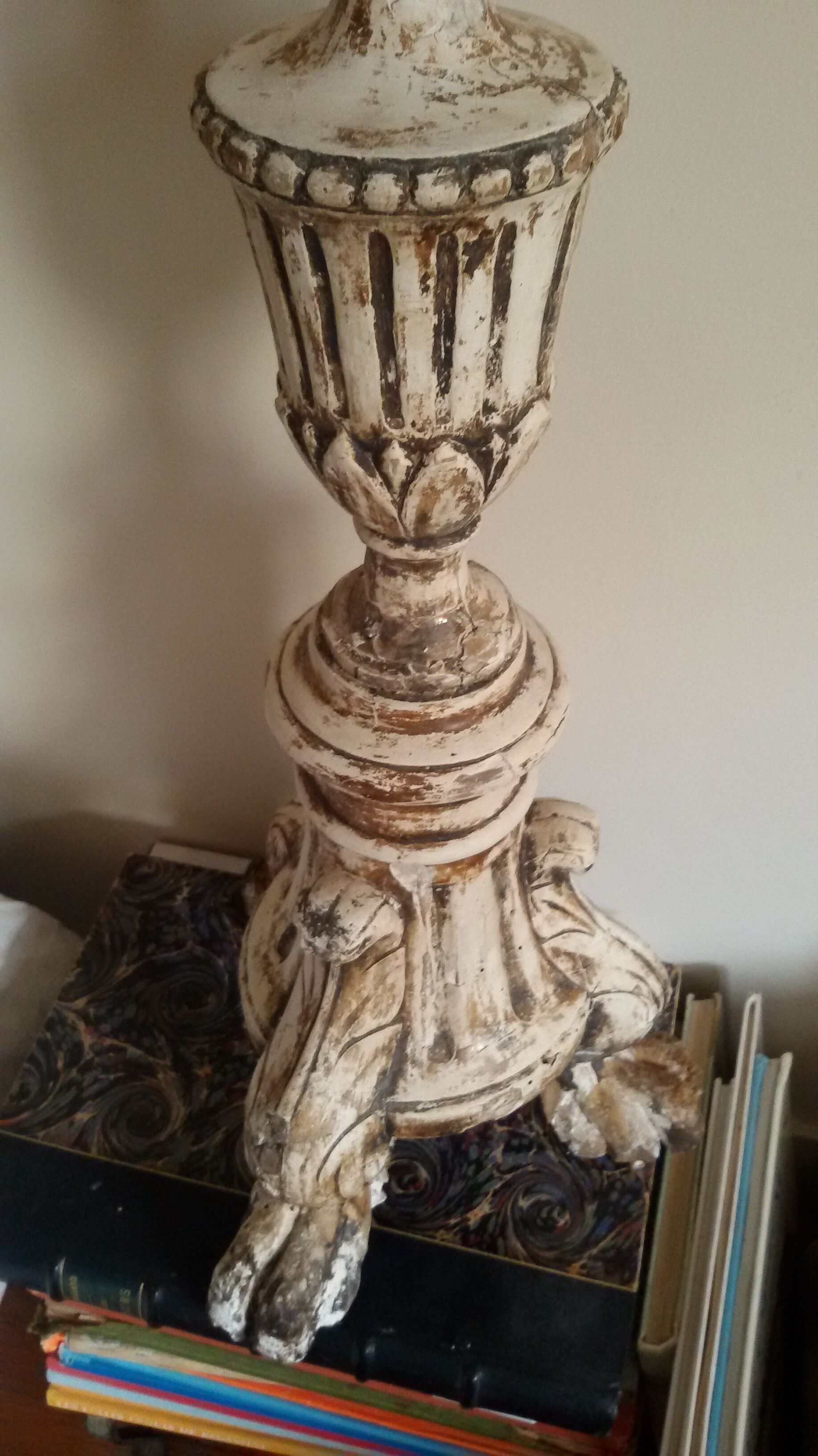 Spade candle in white and gold wood eighteenth