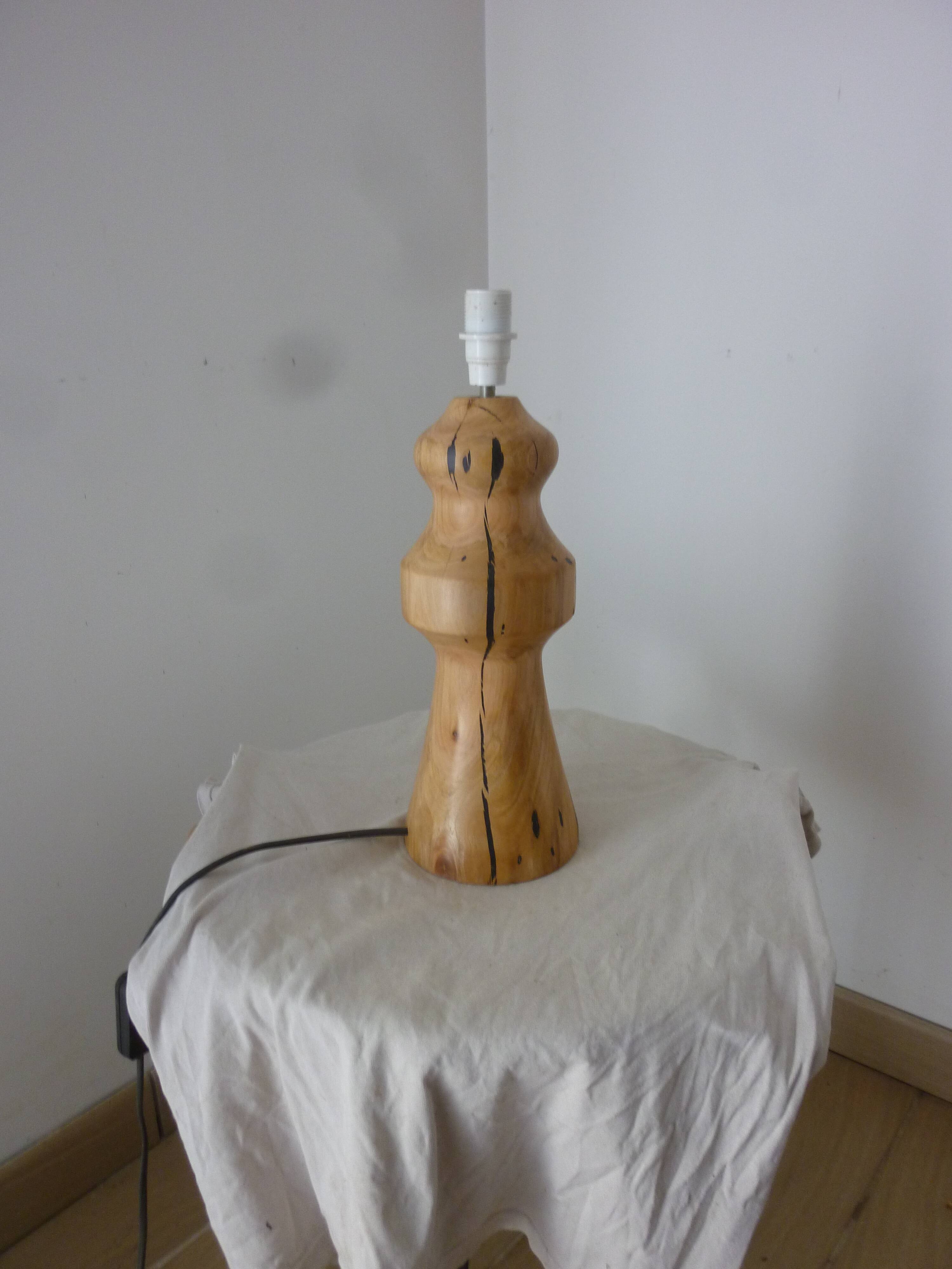turned wood lamp