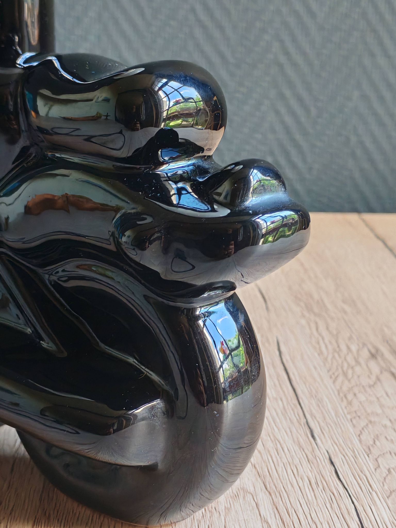 Vintage black ceramic motorcycle table lamp | Harley Davidson style