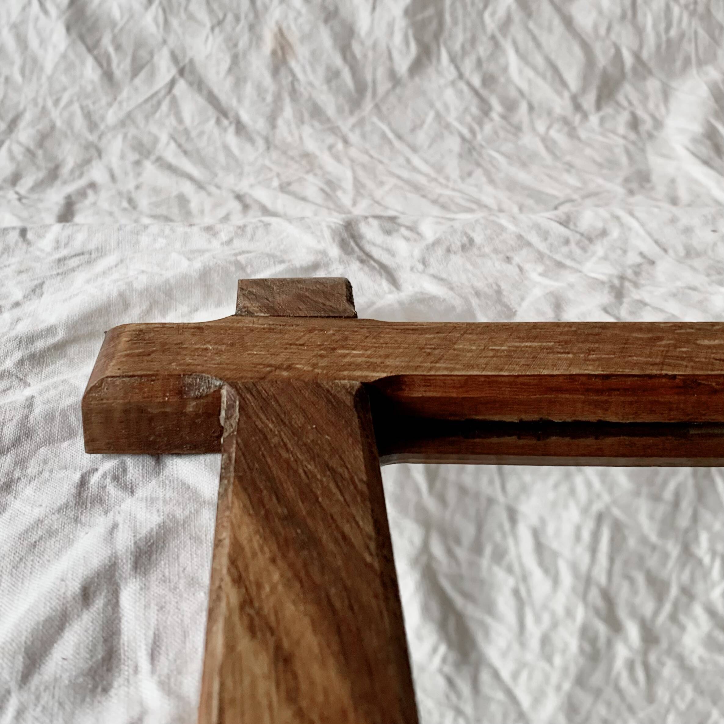 Vintage brutalist mirror with solid wood frame