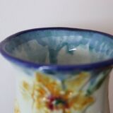 Antique vase with slip flowers signed