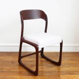 Chaise Baumann Traineau - Entièrement restaurée - Tissu, mousse & sangles : neuf