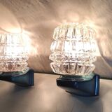 Blue glass and plastic wall lights - 1970s