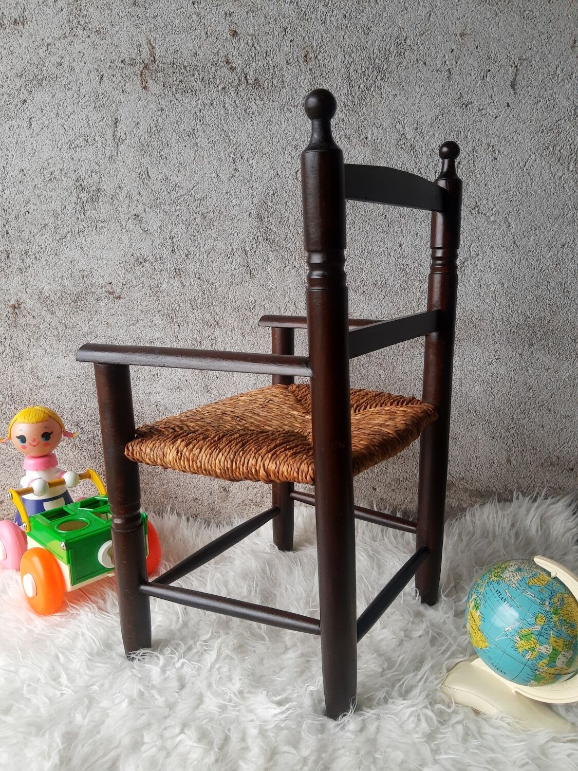Antique armchair mulched vintage child